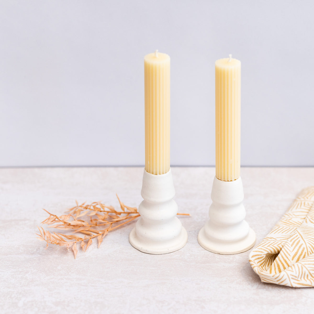CERAMIC CANDLE HOLDERS (PAIR)
