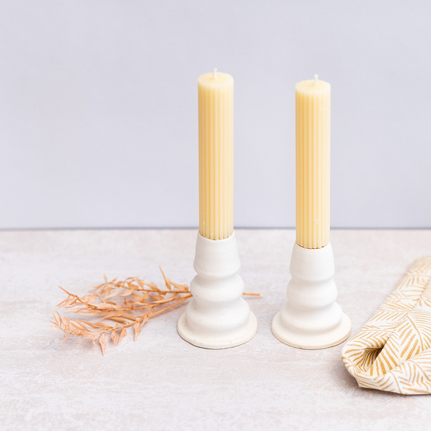 CERAMIC CANDLE HOLDERS (PAIR)