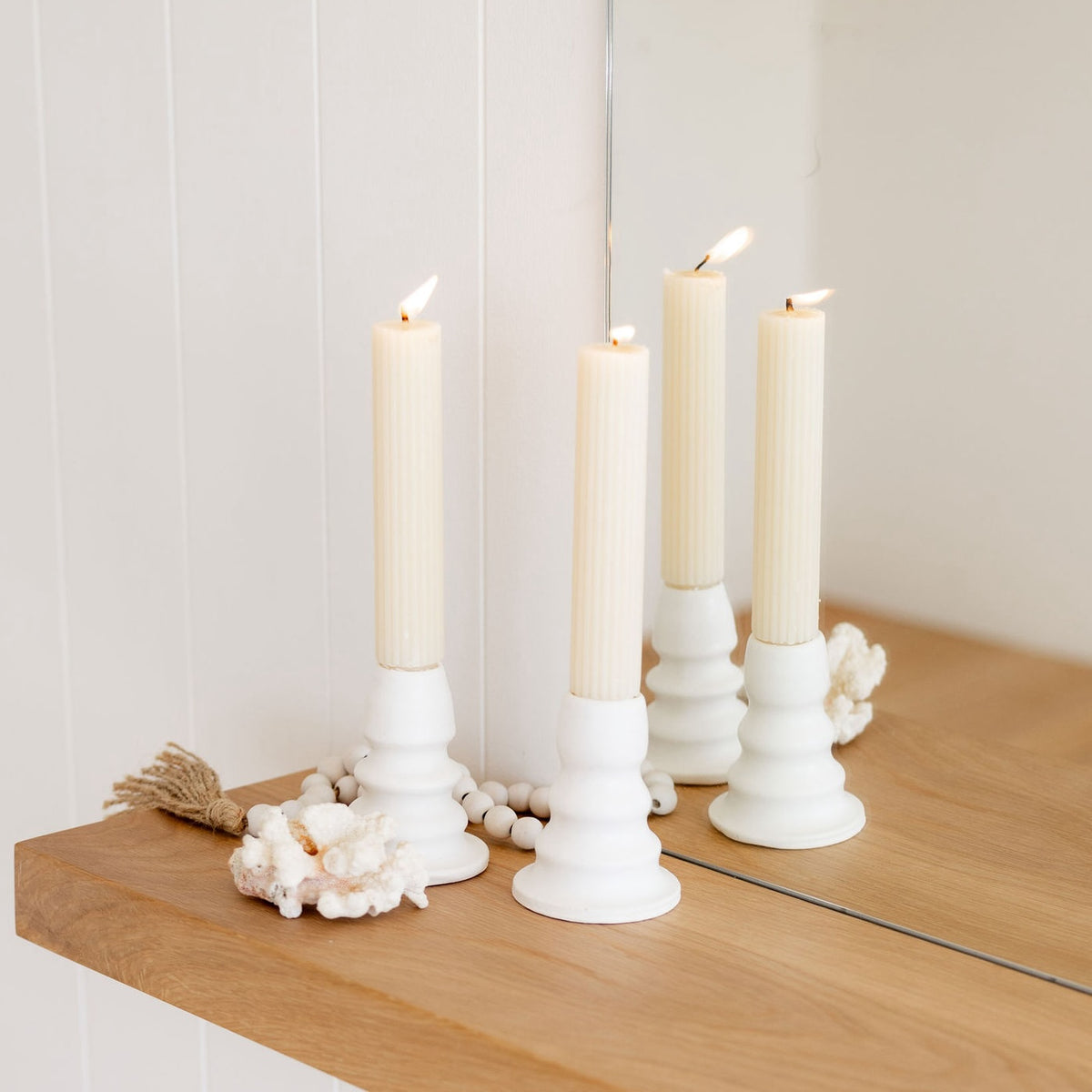 CERAMIC CANDLE HOLDERS (PAIR)