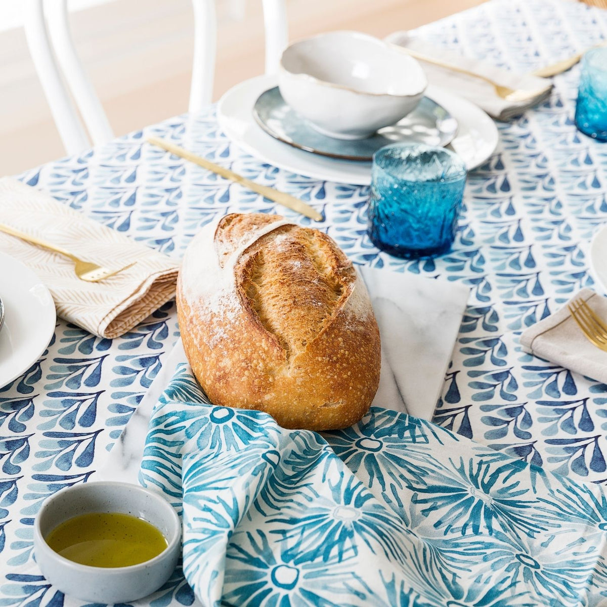 ASTER TEAL Cotton Linen Buy designer tea towels online Australia