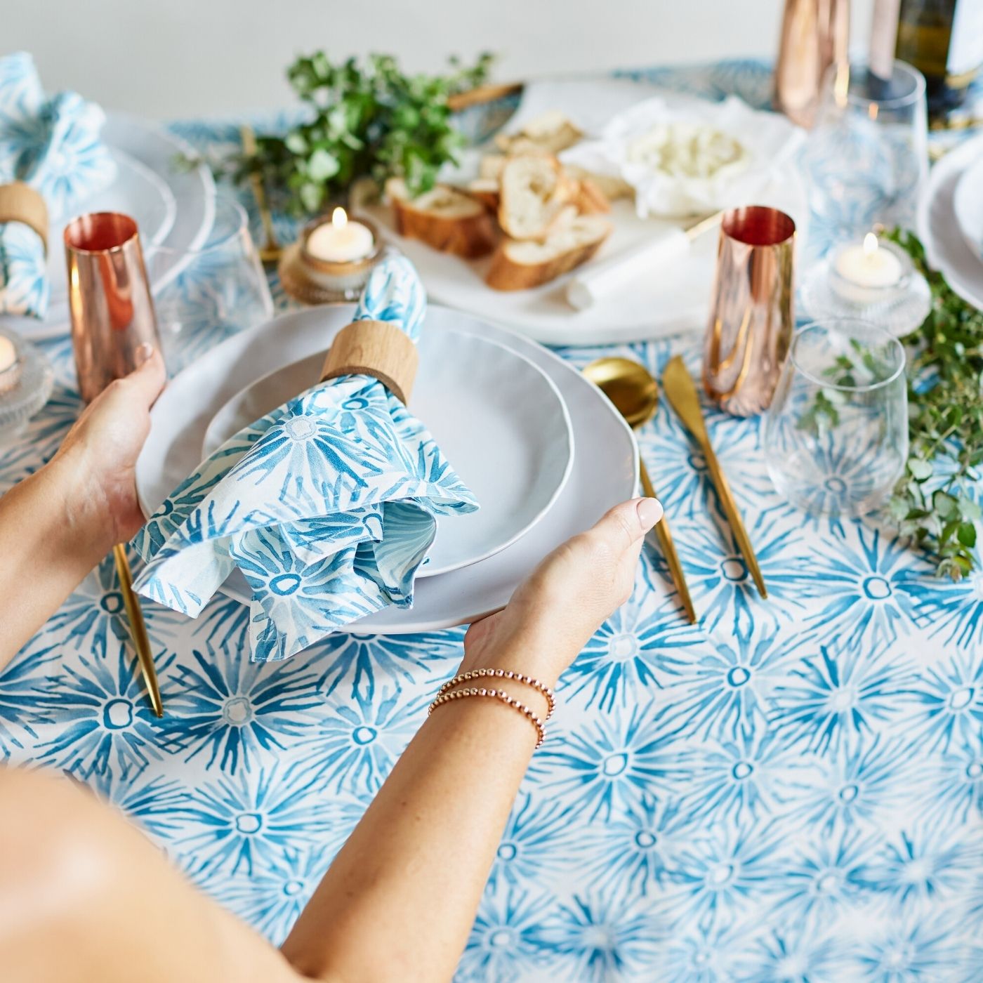 Aster Teal Tablecloth Buy Modern Table Linen Online Australia