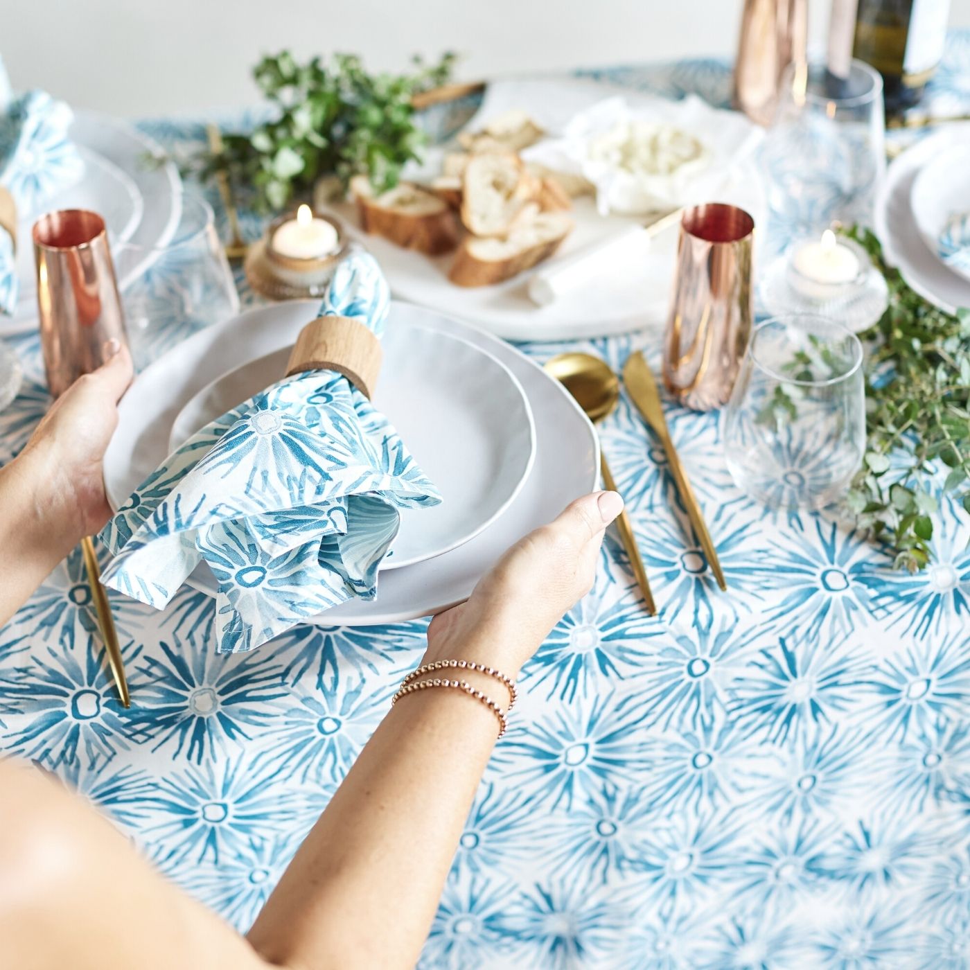 Aster Teal Shop cotton napkins online Australia Cotton Napkin