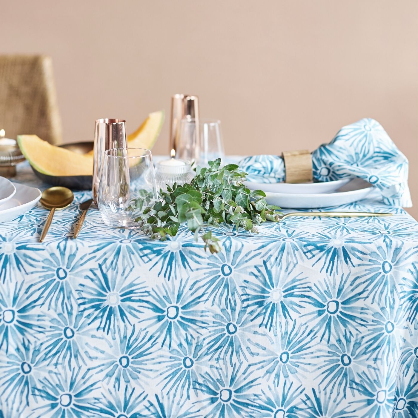 Aster Teal Tablecloth Buy Modern Table Linen Online Australia