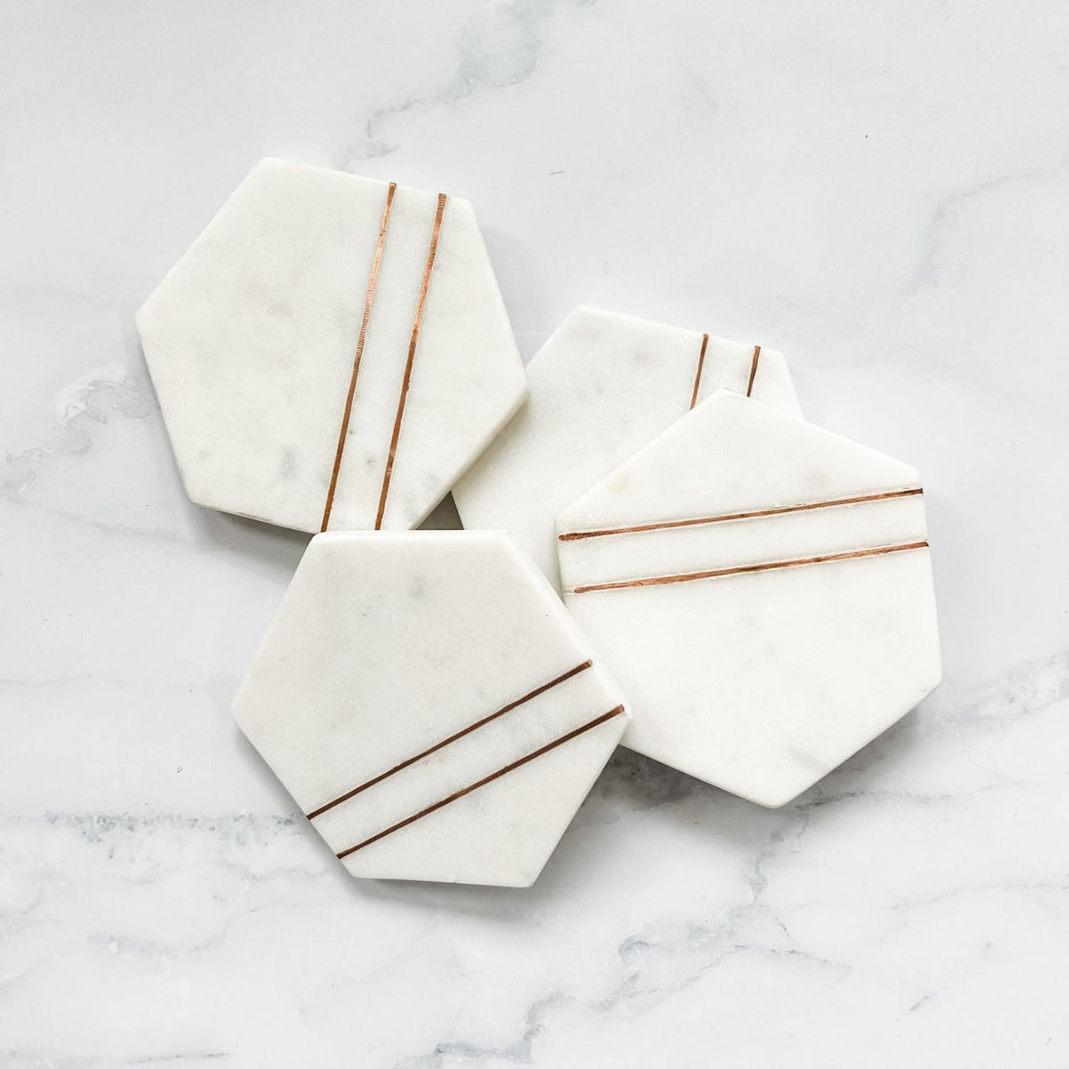 Buy Copper and marble drinks coasters with holder online