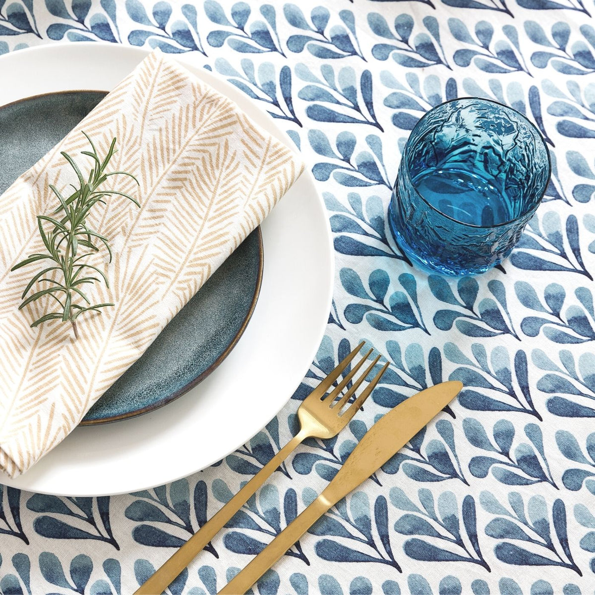 Flora Bluewater kitchen tablecloth Buy designer table linen online Australia